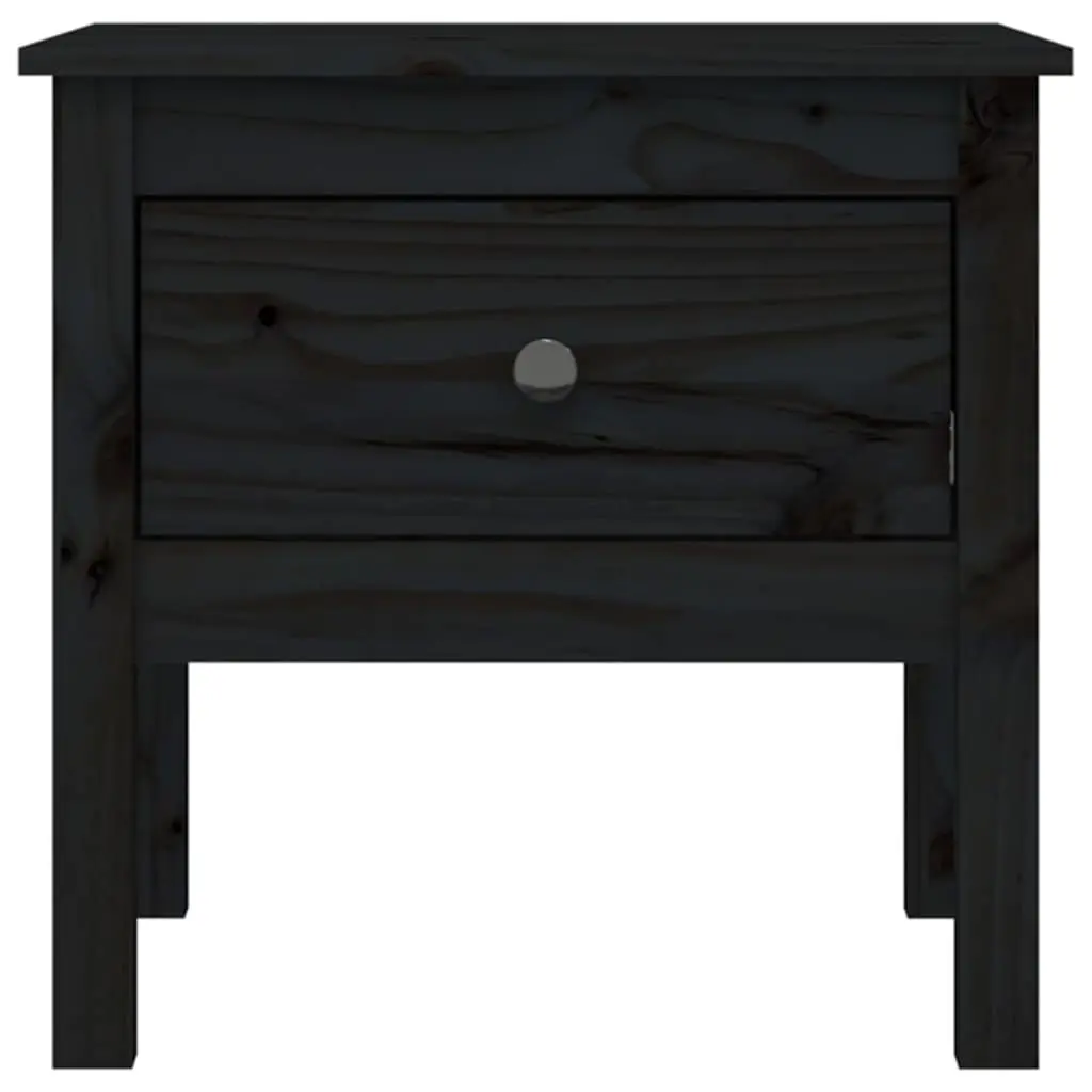 Black Solid Pine End Tables with Drawer 50x50x49 cm Set of 2