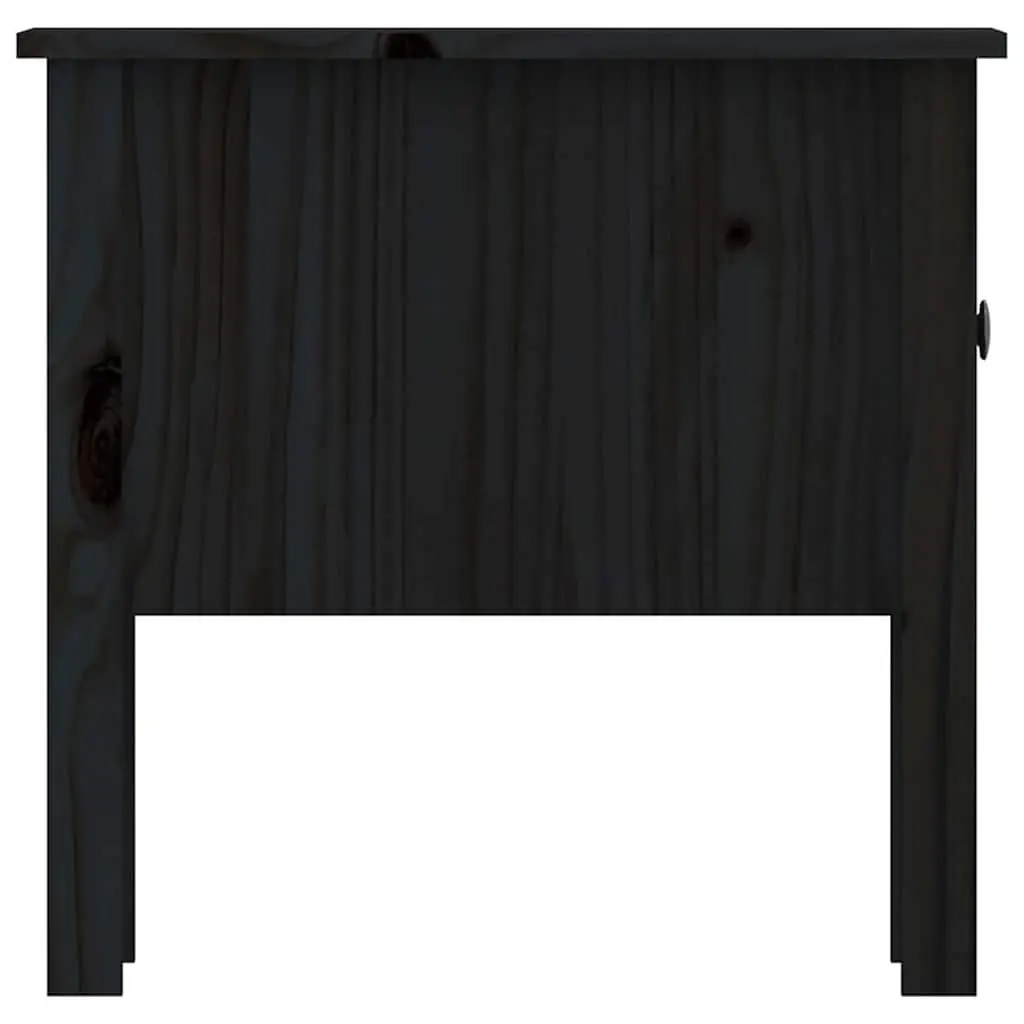 Black Solid Pine End Tables with Drawer 50x50x49 cm Set of 2
