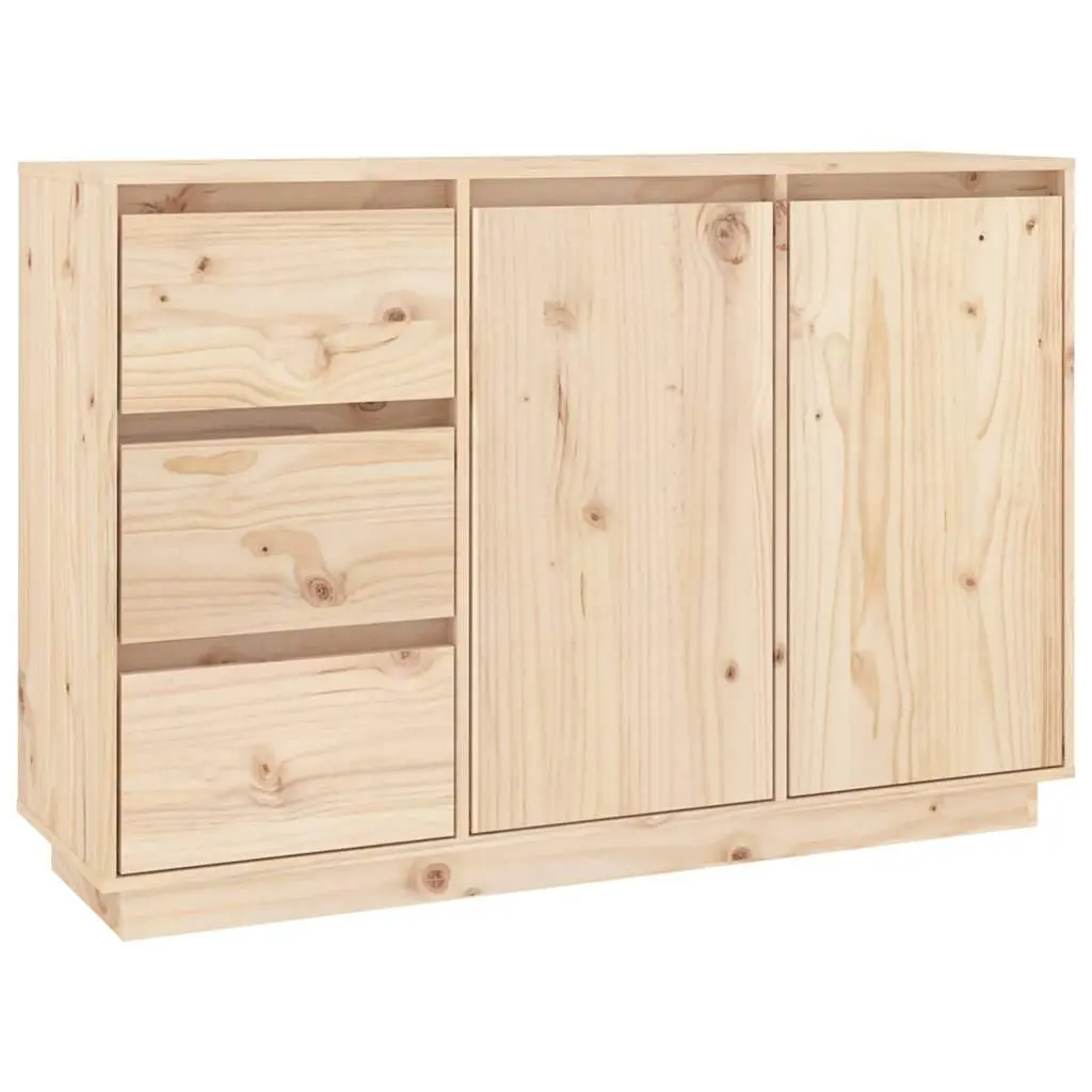 Solid Wood Pine Sideboard Brown 2 Doors 3 Drawers 111x34x75 cm