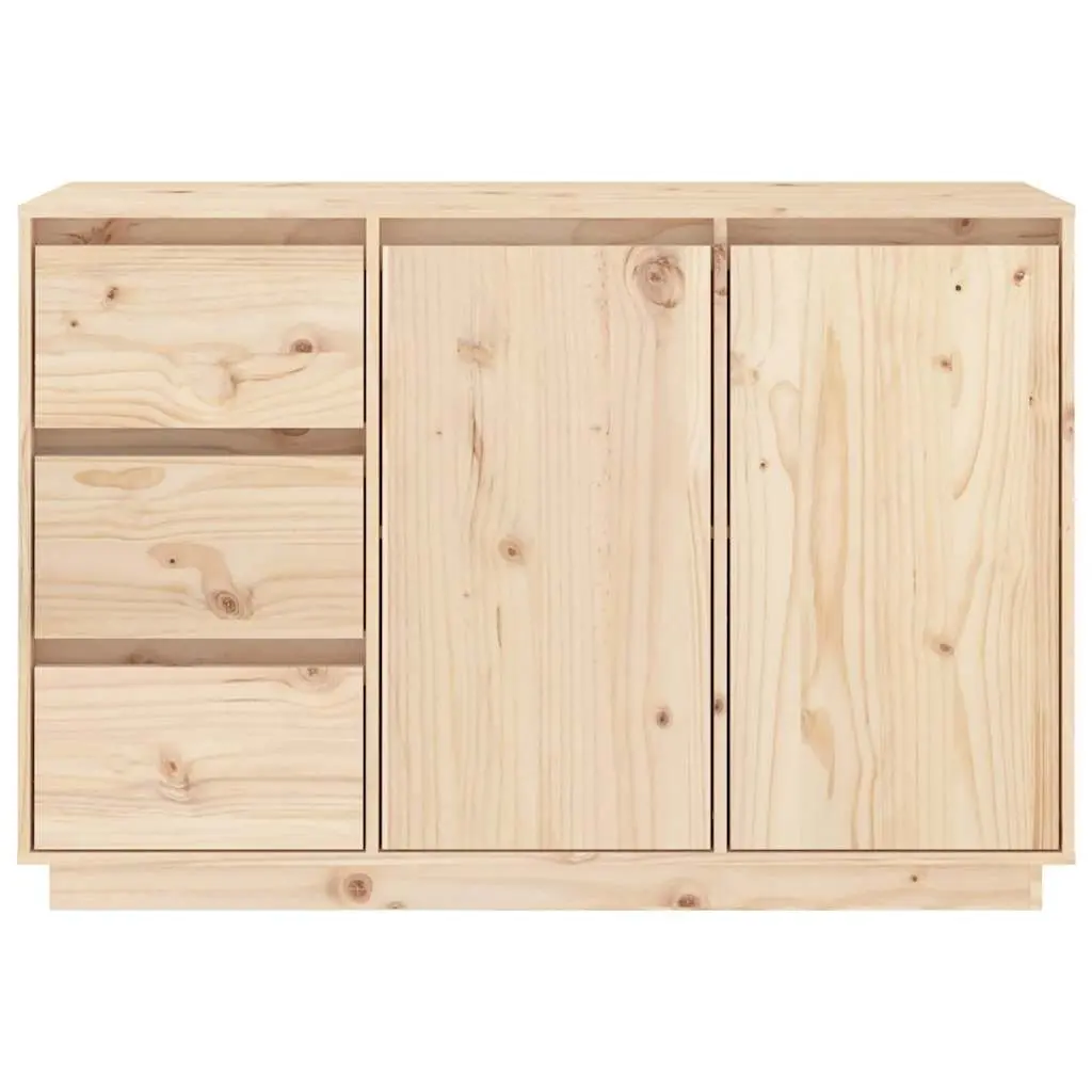 Solid Wood Pine Sideboard Brown 2 Doors 3 Drawers 111x34x75 cm