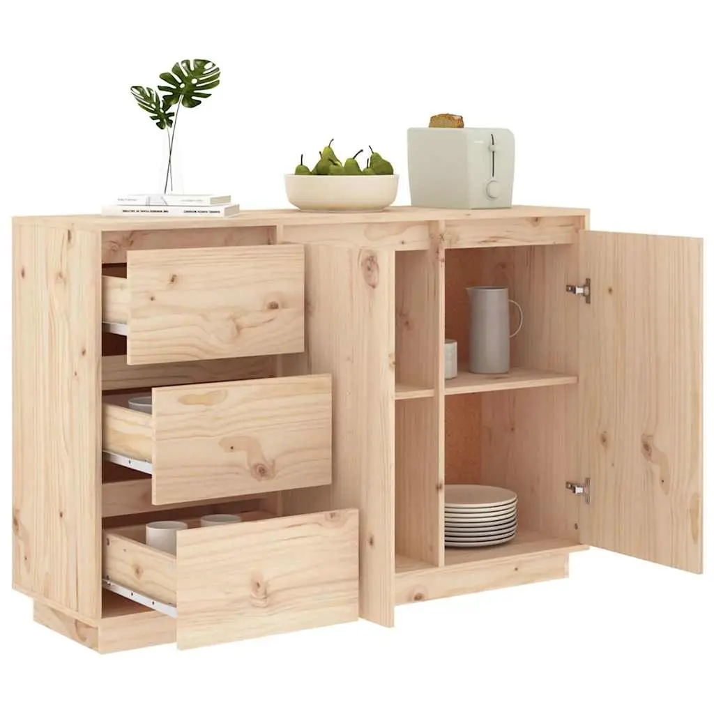 Solid Wood Pine Sideboard Brown 2 Doors 3 Drawers 111x34x75 cm