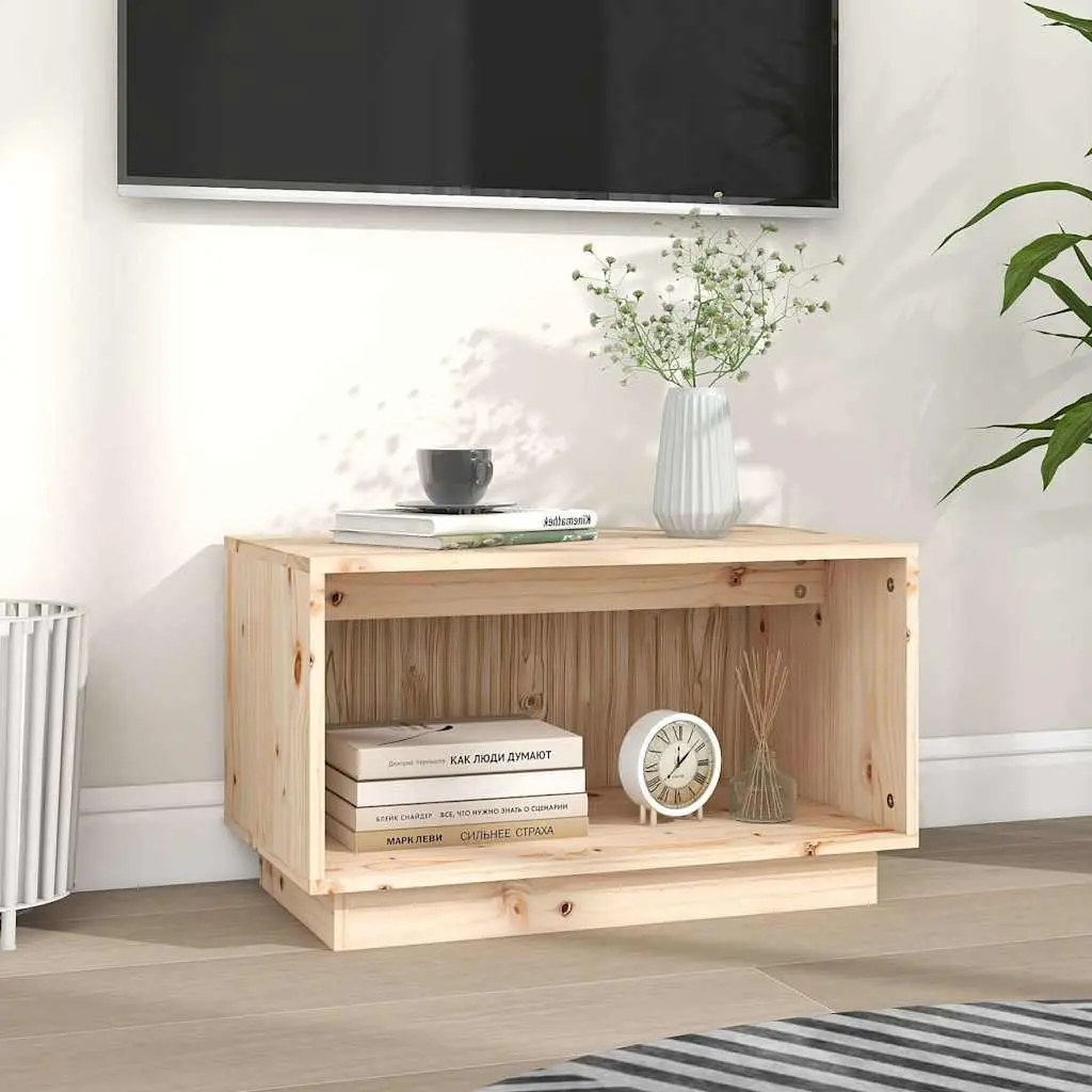 Solid Pine Wood TV Cabinet 60x35x35 cm Brown Storage Unit for Living Room Furniture