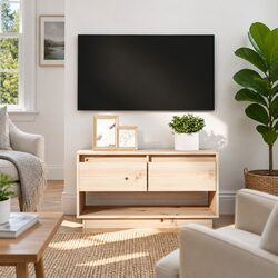 TV Cabinet 74x34x40 cm Solid Pine Wood with Drawers Storage Unit Brown