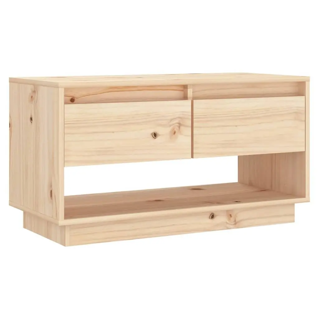 TV Cabinet 74x34x40 cm Solid Pine Wood with Drawers Storage Unit Brown