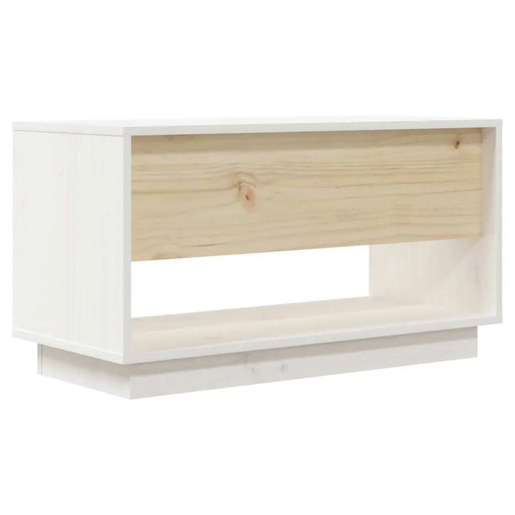 White TV Cabinet Solid Pine Wood 74x34x40cm Storage Unit with Drawers