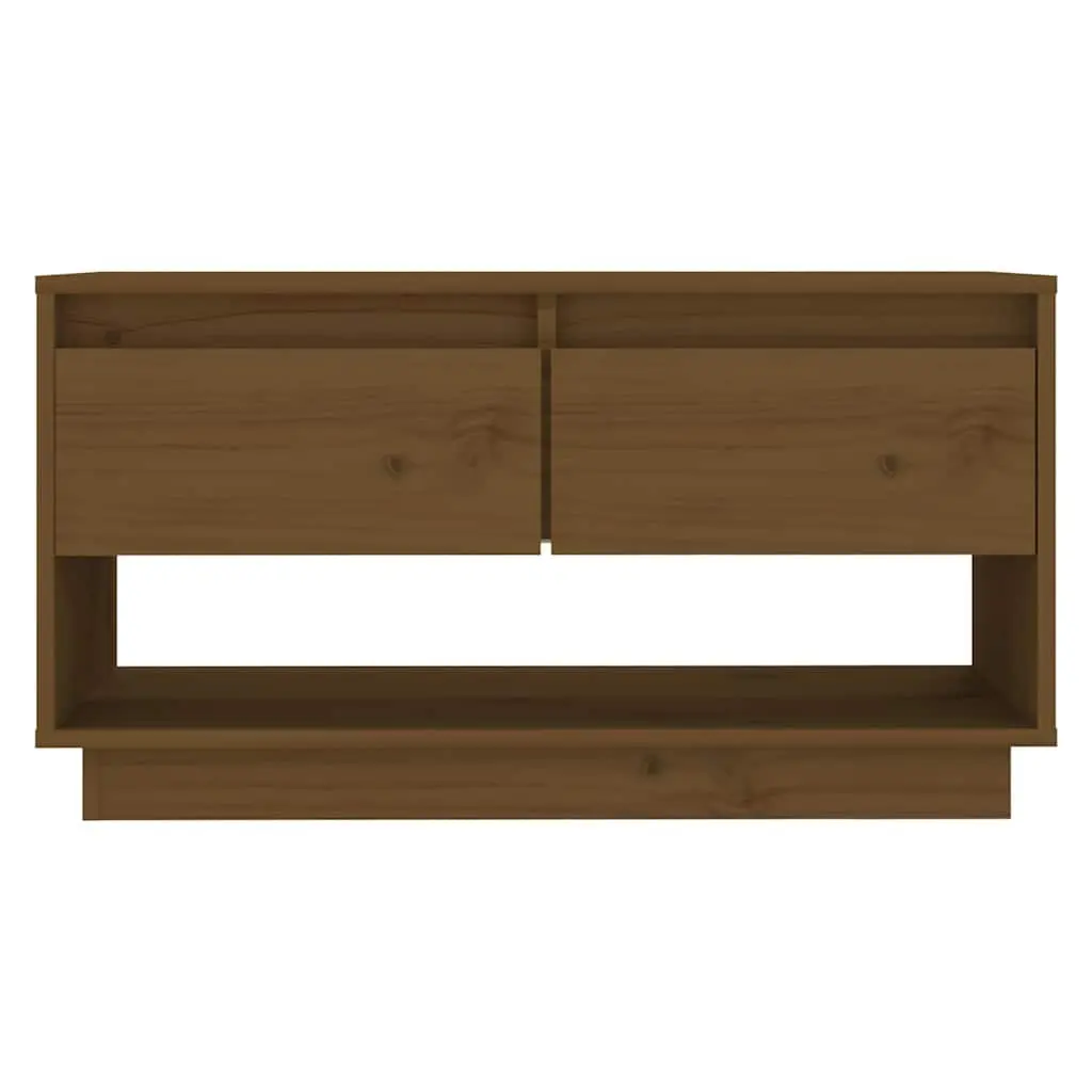 Solid Wood Pine TV Cabinet Honey Brown with Drawers 74 x 34 x 40 cm