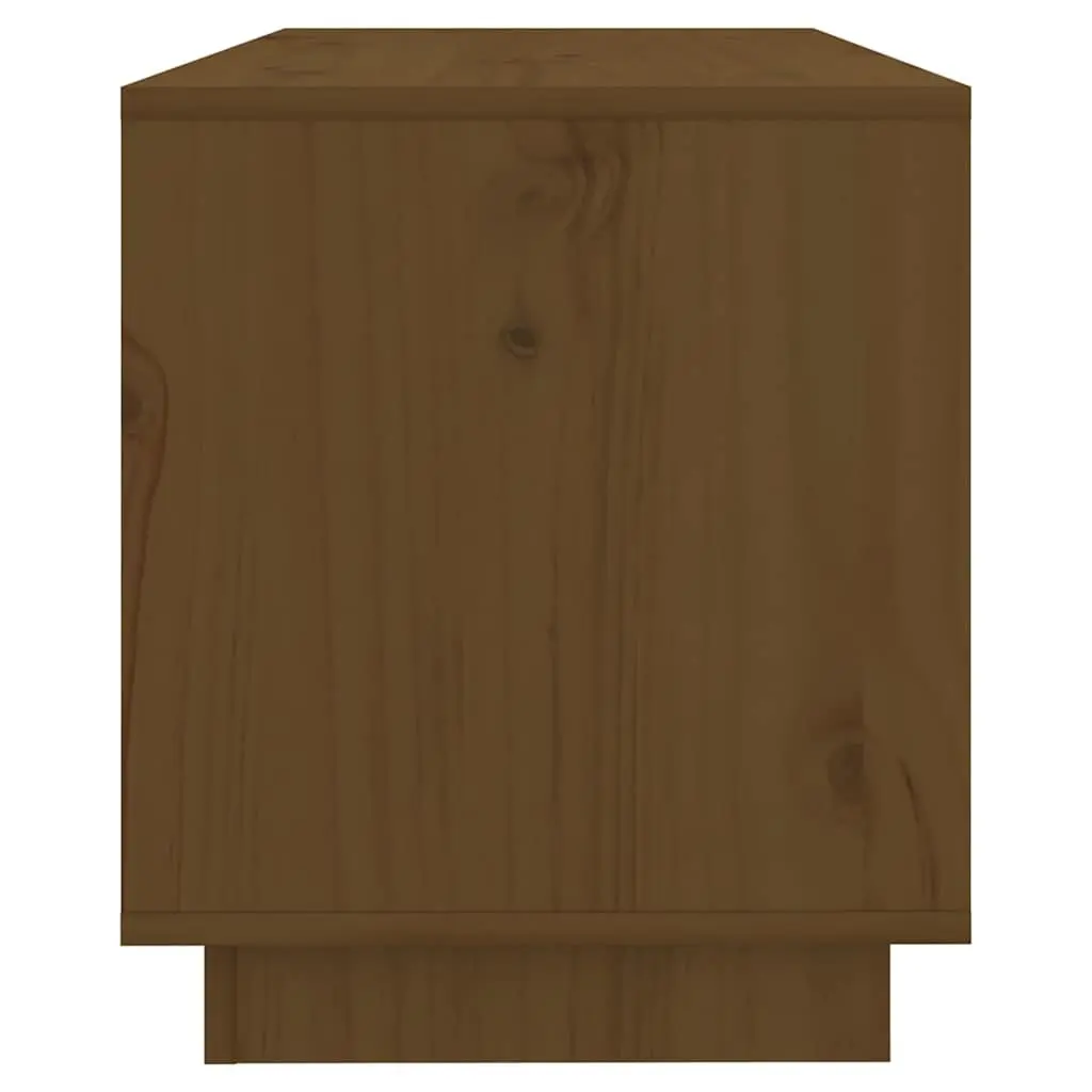 Solid Wood Pine TV Cabinet Honey Brown with Drawers 74 x 34 x 40 cm