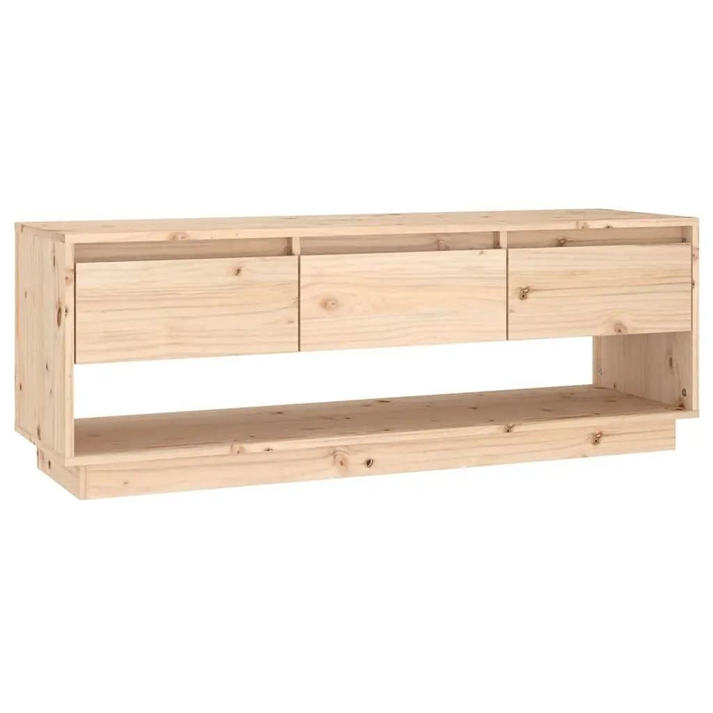 TV Cabinet 110.5x34x40 cm Solid Pine Wood With Drawers Storage Unit Brown