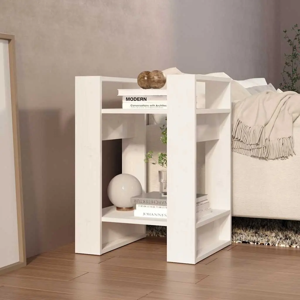 Book Cabinet Room Divider White Solid Pine Wood 41W x 35D x 57H cm