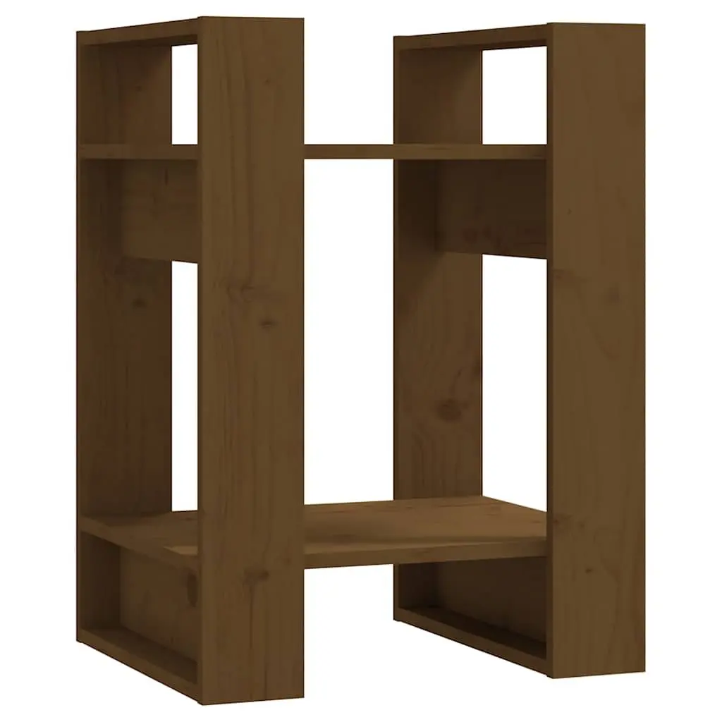 Solid Wood Pine Book Cabinet Room Divider Honey Brown 41x35x57cm