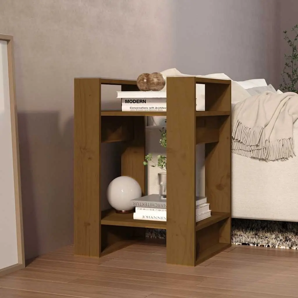 Solid Wood Pine Book Cabinet Room Divider Honey Brown 41x35x57cm