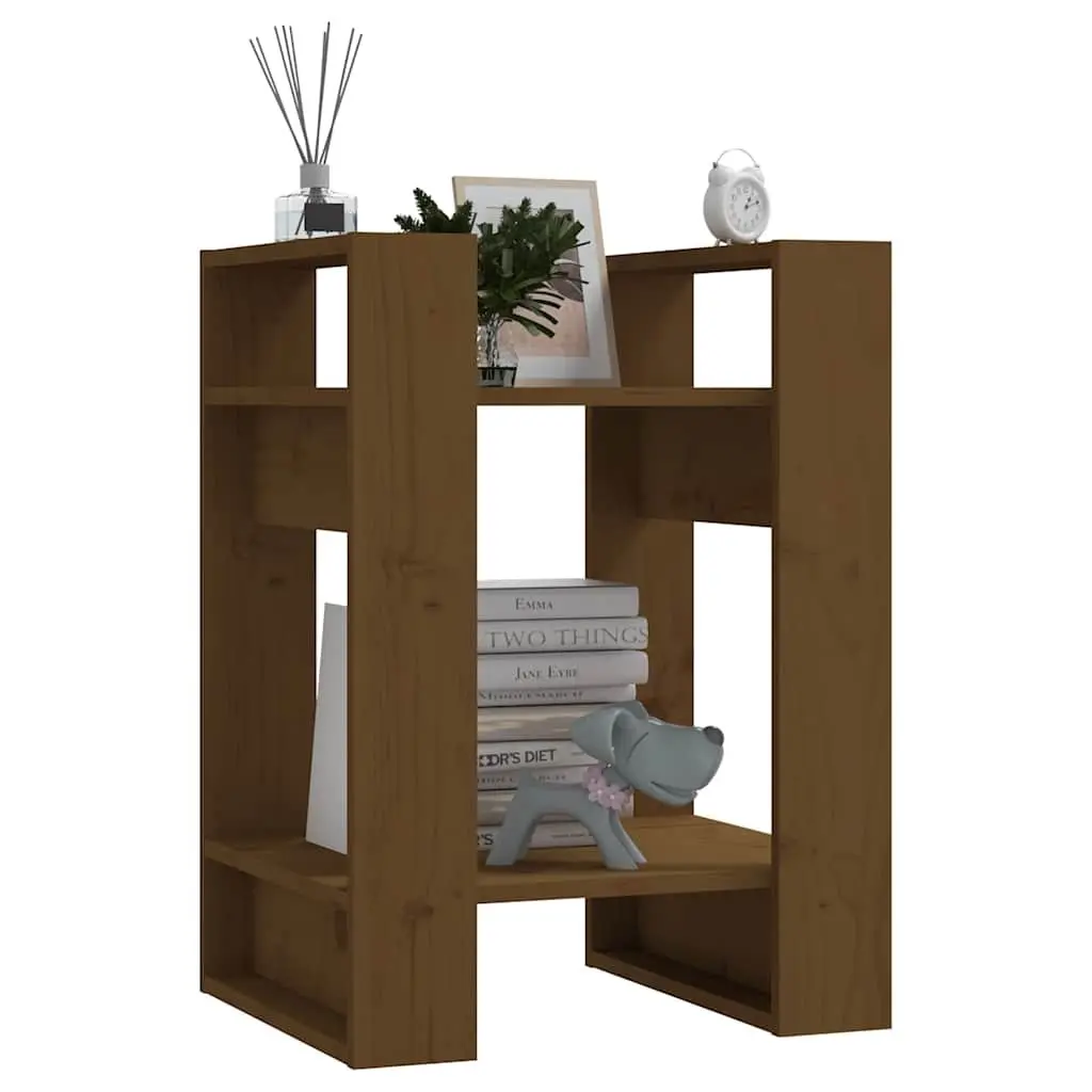 Solid Wood Pine Book Cabinet Room Divider Honey Brown 41x35x57cm