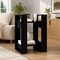 Black Solid Wood Book Cabinet Room Divider Shelving Unit Storage 41x35x57cm