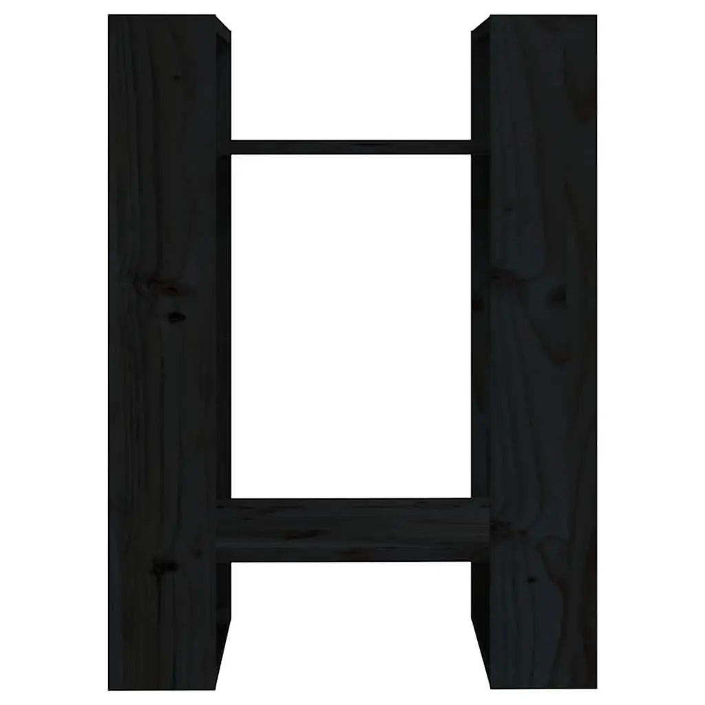 Black Solid Wood Book Cabinet Room Divider Shelving Unit 41x35x57cm