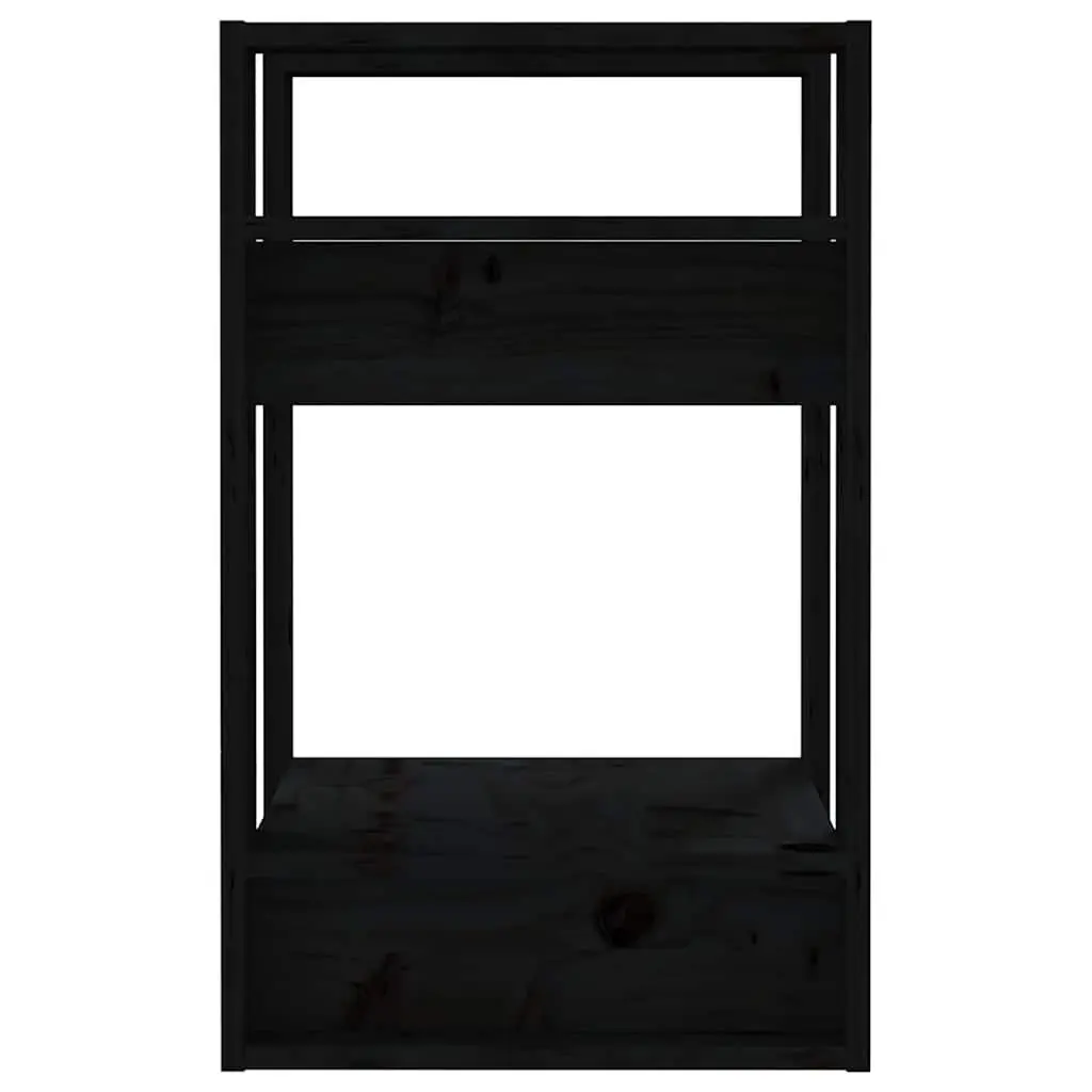 Black Solid Wood Book Cabinet Room Divider Shelving Unit 41x35x57cm