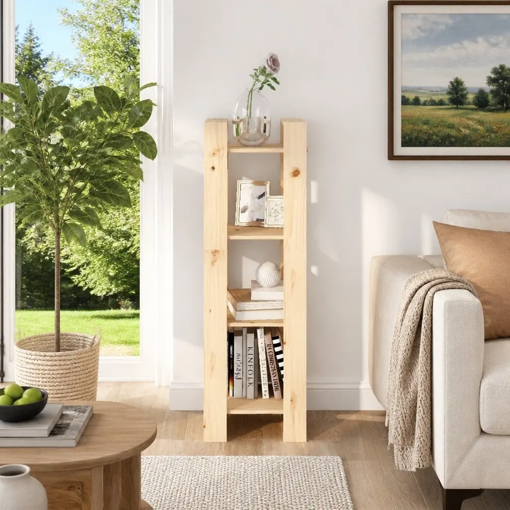 Wooden Book Cabinet Room Divider Solid Pine 41x35x125cm