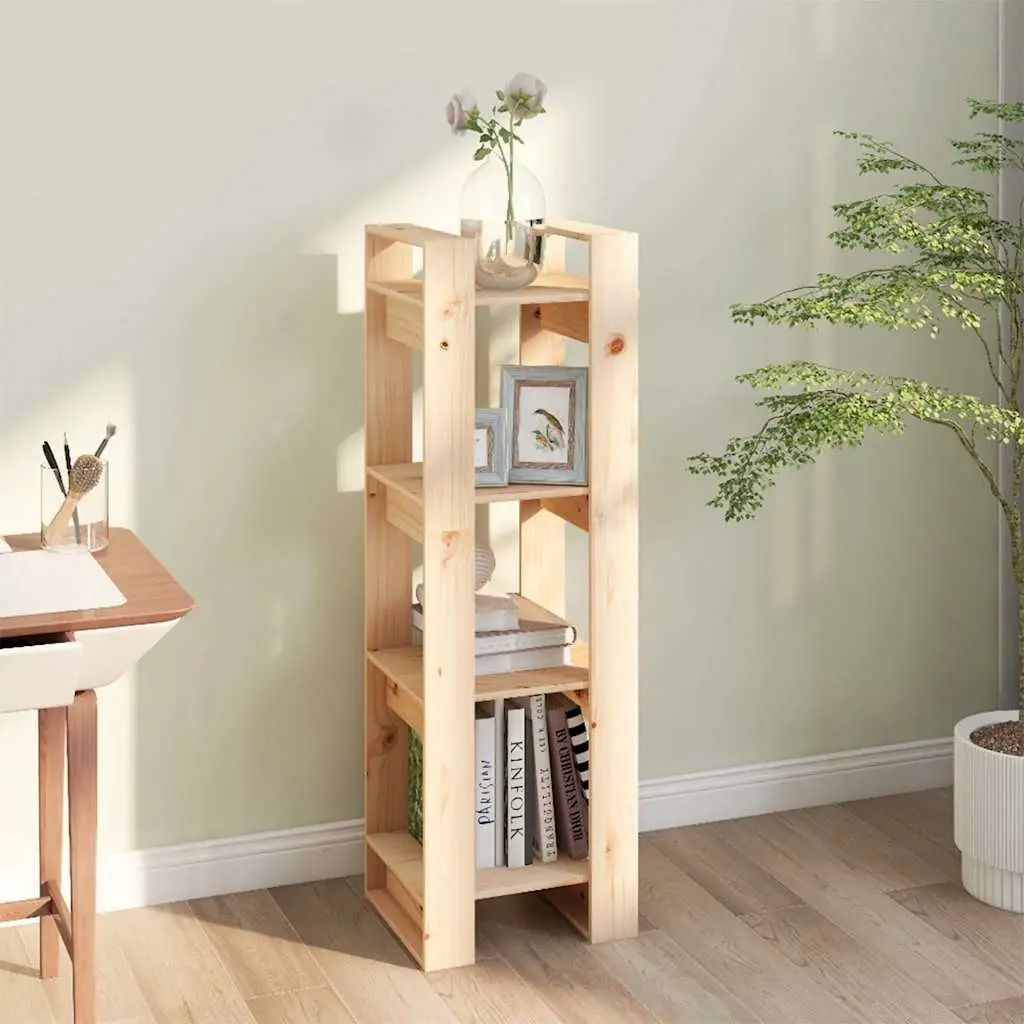 Wooden Book Cabinet Room Divider Solid Pine 41x35x125cm