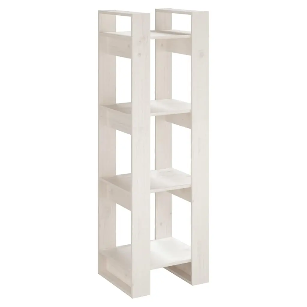 Wooden Book Cabinet Room Divider White Solid Pine Wood 41 x 35 x 125 cm