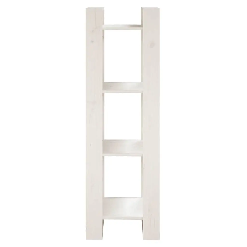 Wooden Book Cabinet Room Divider White Solid Pine Wood 41 x 35 x 125 cm