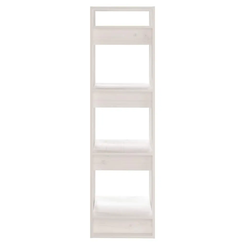 Wooden Book Cabinet Room Divider White Solid Pine Wood 41 x 35 x 125 cm