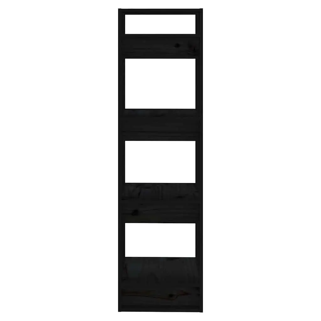 Book Cabinet Room Divider Black Solid Pine Wood 41x35x125 cm