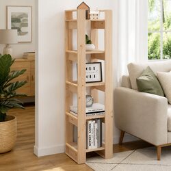 Book Cabinet Room Divider 41x35x160cm Solid Pinewood Bookshelf Organiser Brown