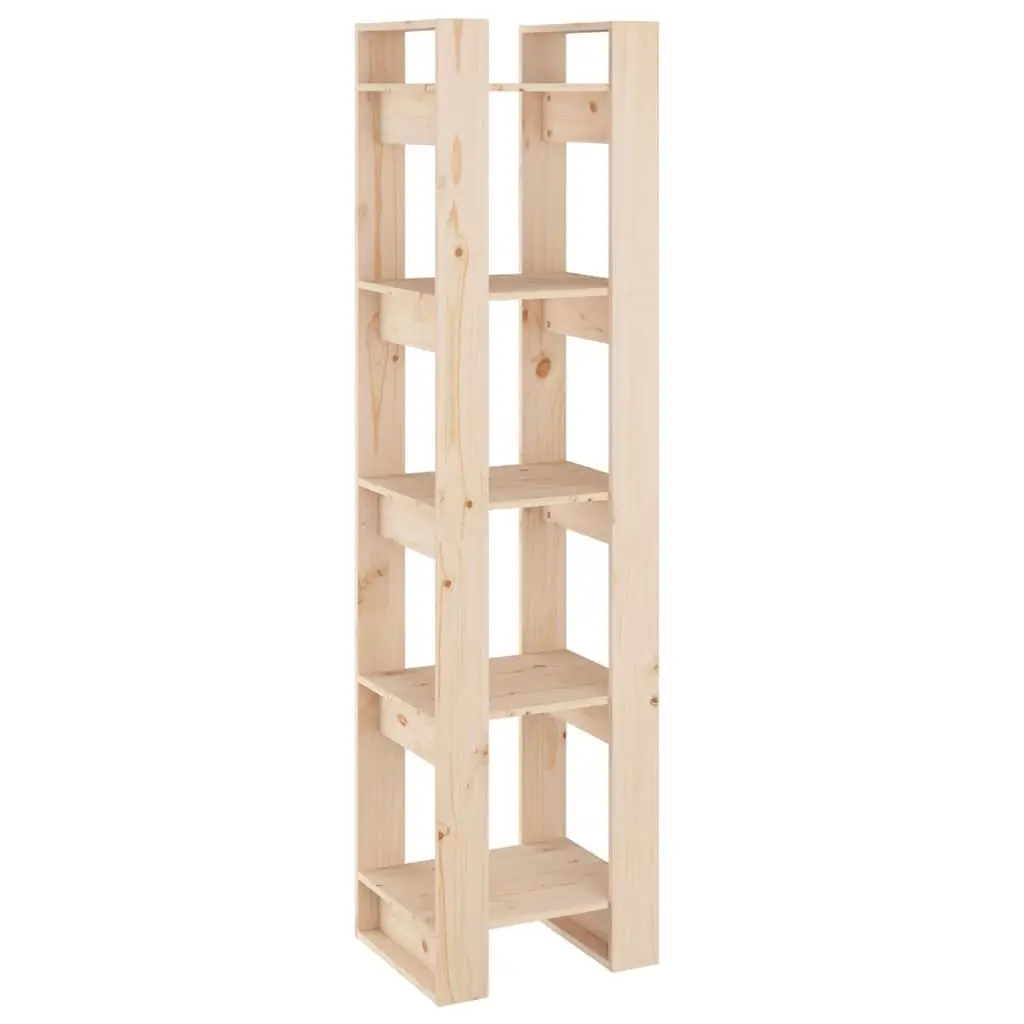 Book Cabinet Room Divider 41x35x160cm Solid Pinewood Bookshelf Organiser Brown