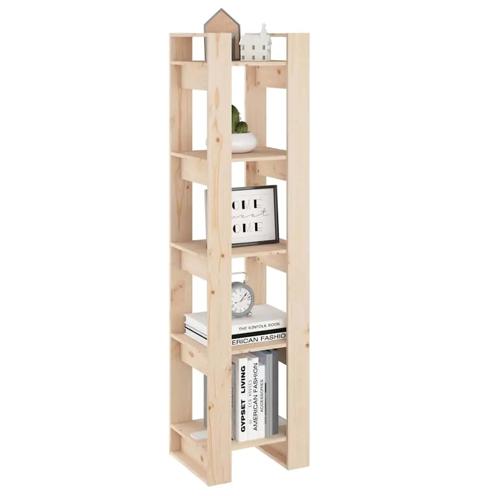 Book Cabinet Room Divider 41x35x160cm Solid Pinewood Bookshelf Organiser Brown