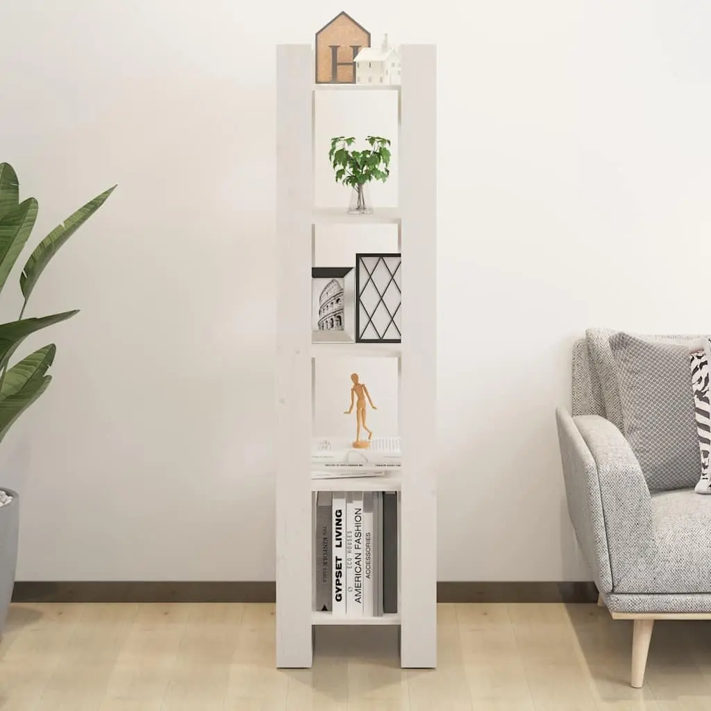 Book Cabinet Room Divider White 41x35x160 cm Solid Pinewood Open Shelving Unit