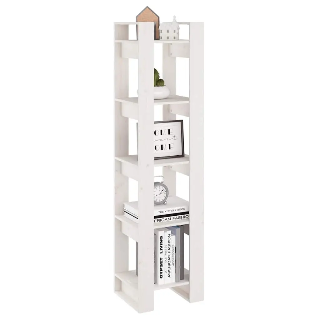 Book Cabinet Room Divider White 41x35x160 cm Solid Pinewood Open Shelving Unit