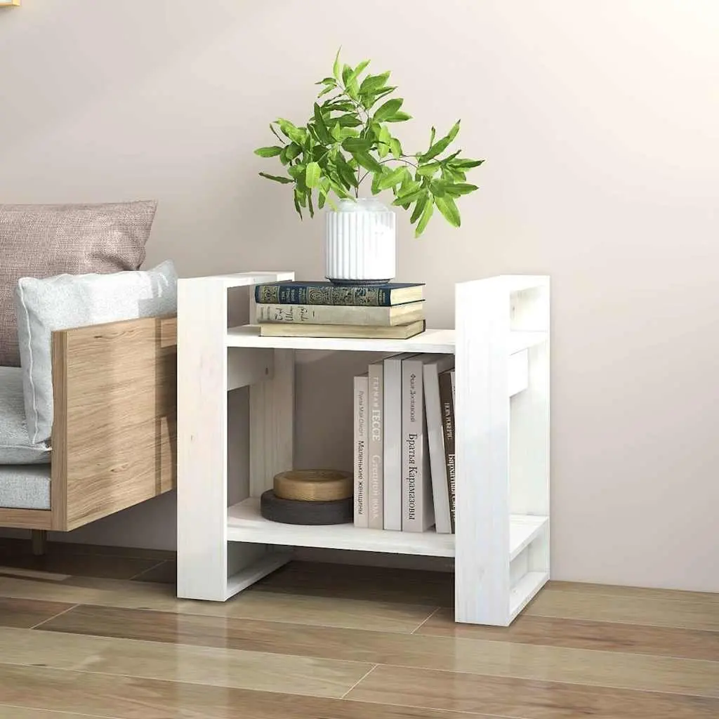 Wooden Book Cabinet Room Divider White 60 x 35 x 57 cm