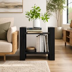 Solid Pine Wood Book Cabinet Room Divider Black 60x35x57 cm Shelving Storage