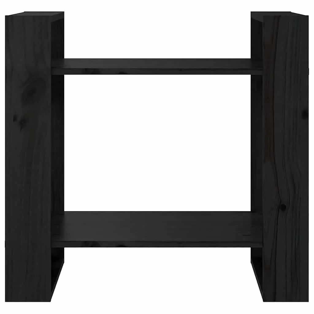 Pine Wood Book Divider Shelving Unit Black 60x35x57cm