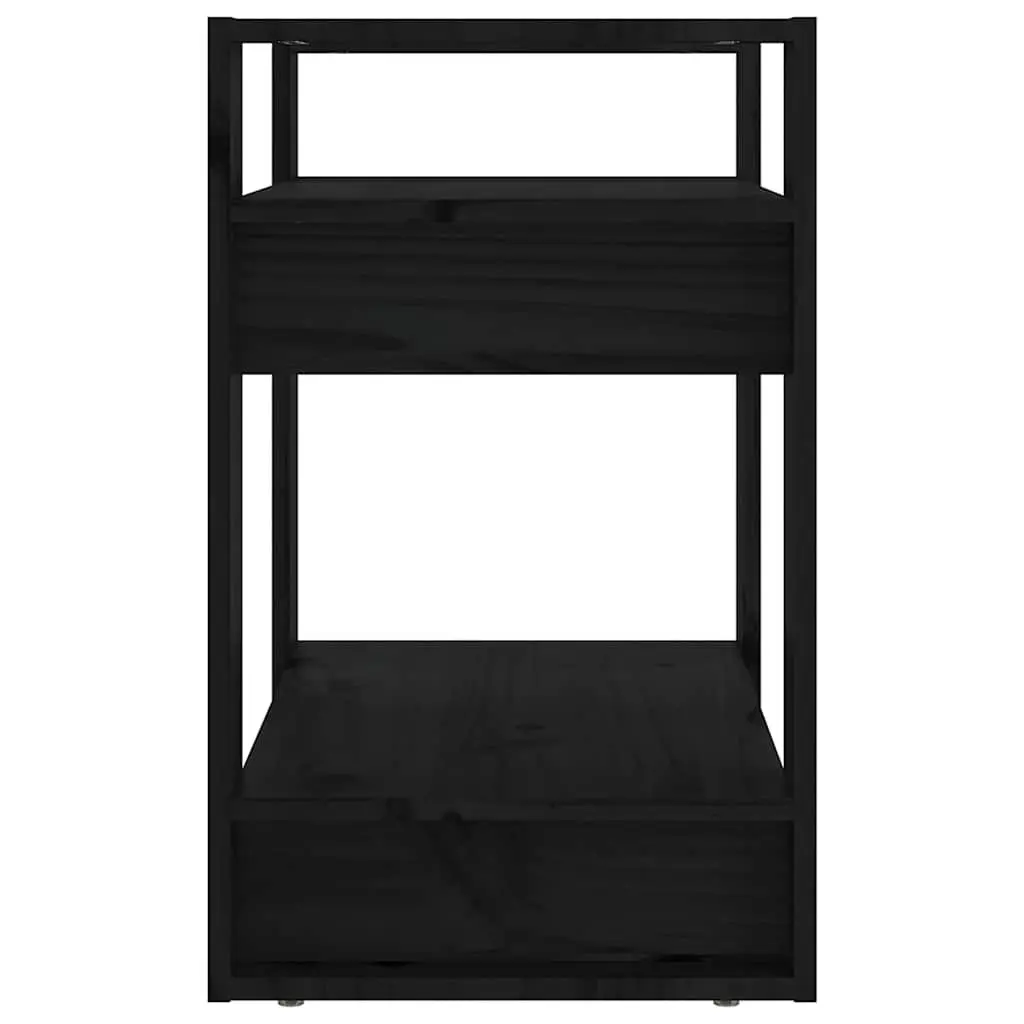 Pine Wood Book Divider Shelving Unit Black 60x35x57cm