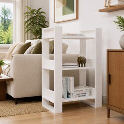 Book Cabinet Room Divider White Solid Pine Wood Shelving Storage Organiser