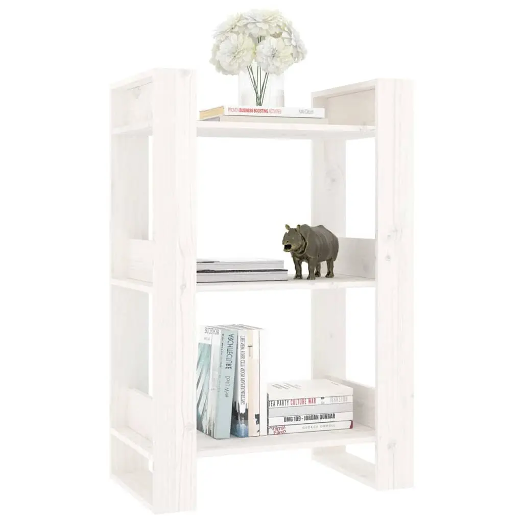 Book Cabinet Room Divider White Solid Pine Wood 60W x 35D x 91H cm
