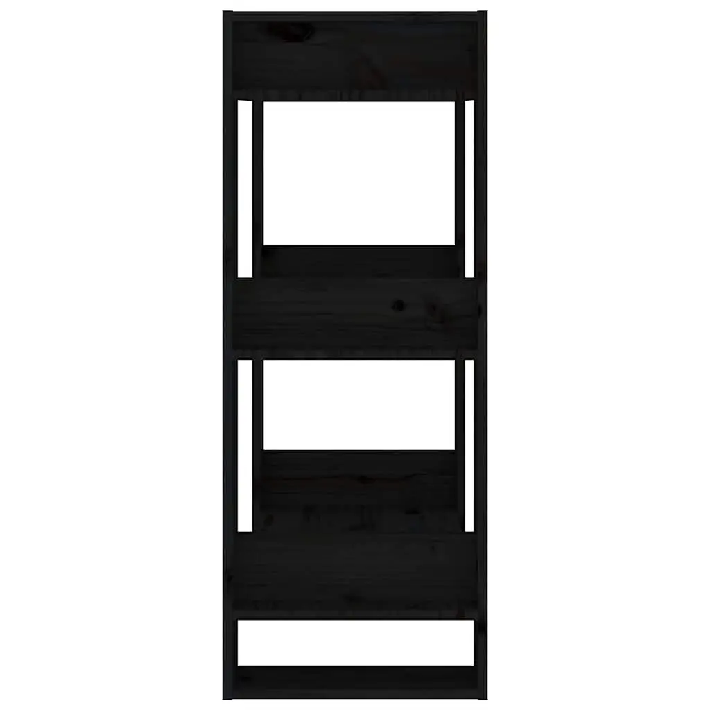 Solid Wood Pine Book Cabinet Room Divider Black 60x35x91 cm Storage Bookshelf