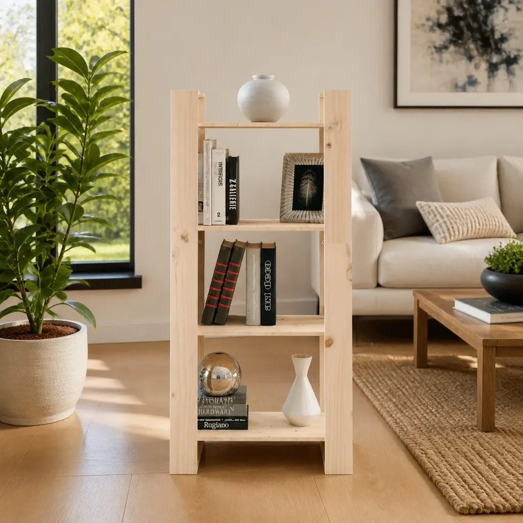 Solid Wood Book Cabinet Room Divider 60x35x125cm Brown Bookshelf Storage