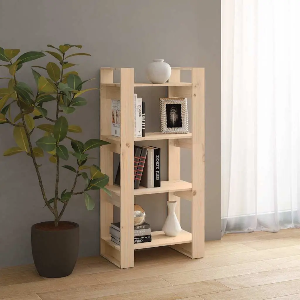 Solid Wood Book Cabinet Room Divider 60x35x125cm Brown Bookshelf Storage