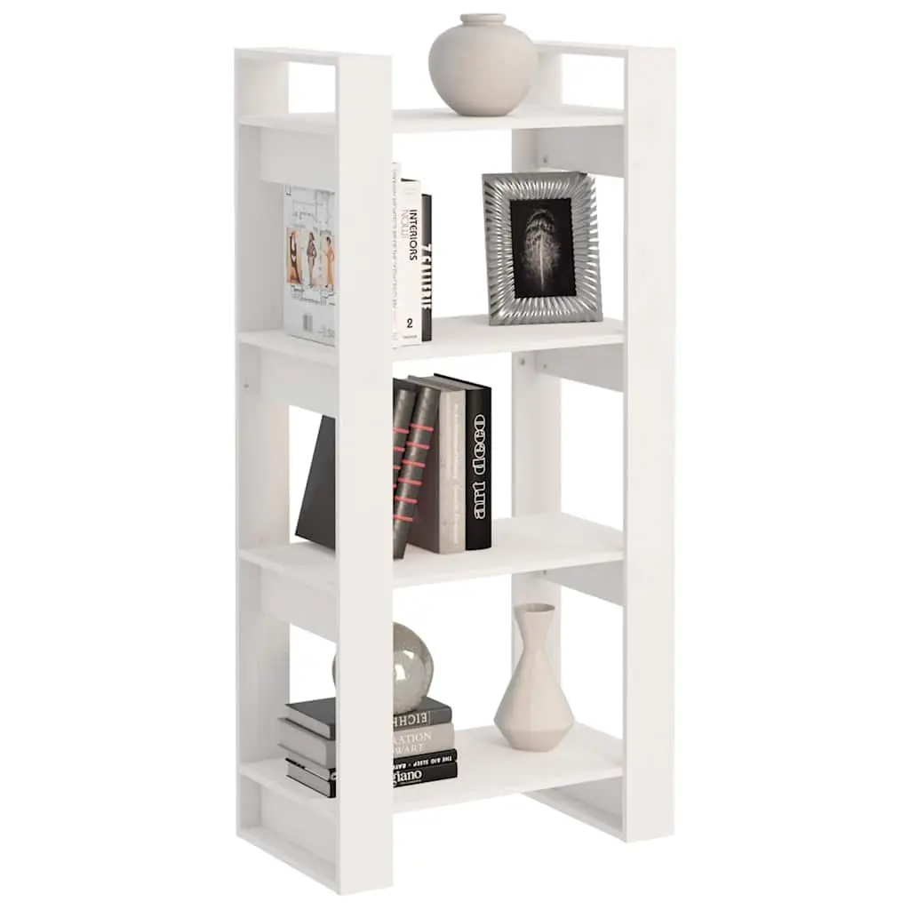 Solid Wood Book Cabinet Room Divider White 60x35x125cm