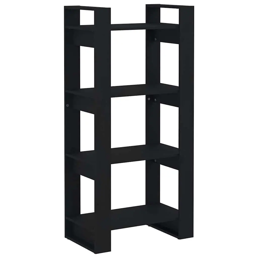 Solid Wood Book Cabinet Room Divider Black 60x35x125cm