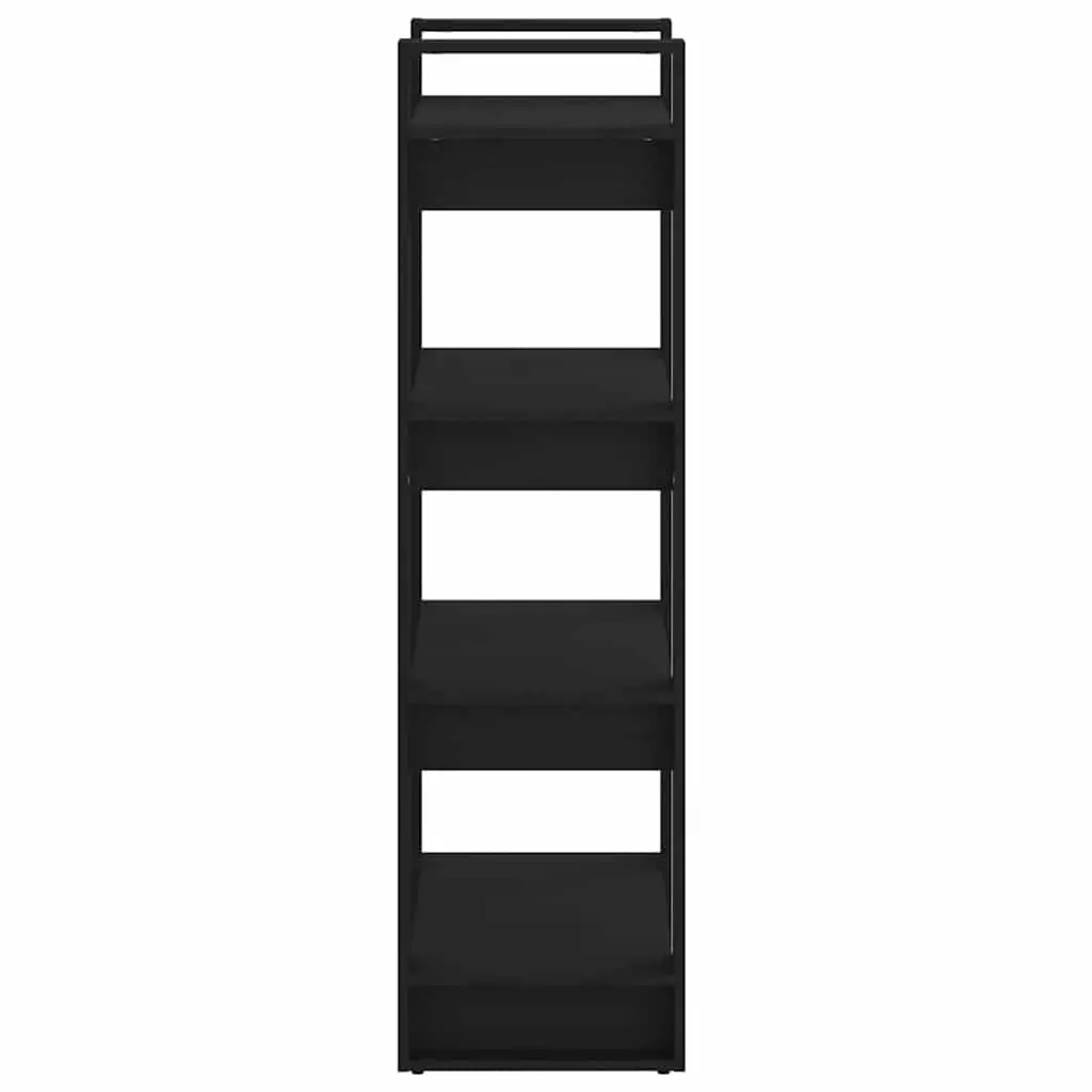 Solid Wood Book Cabinet Room Divider Black 60x35x125cm