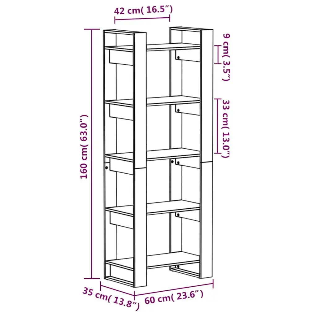 Solid Wood Book Cabinet Room Divider Shelving Unit 60x35x160cm Brown Storage