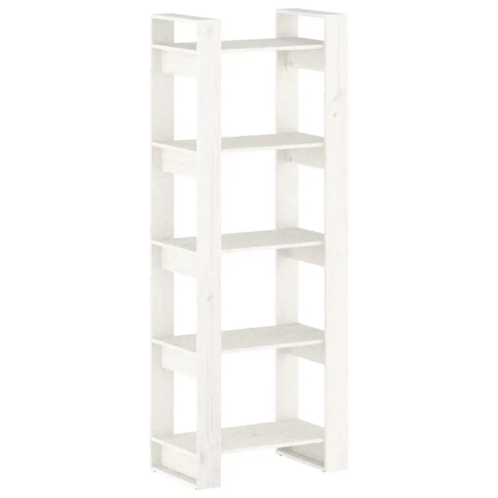 Book Cabinet Room Divider White Solid Pine Wood 60x35x160 cm