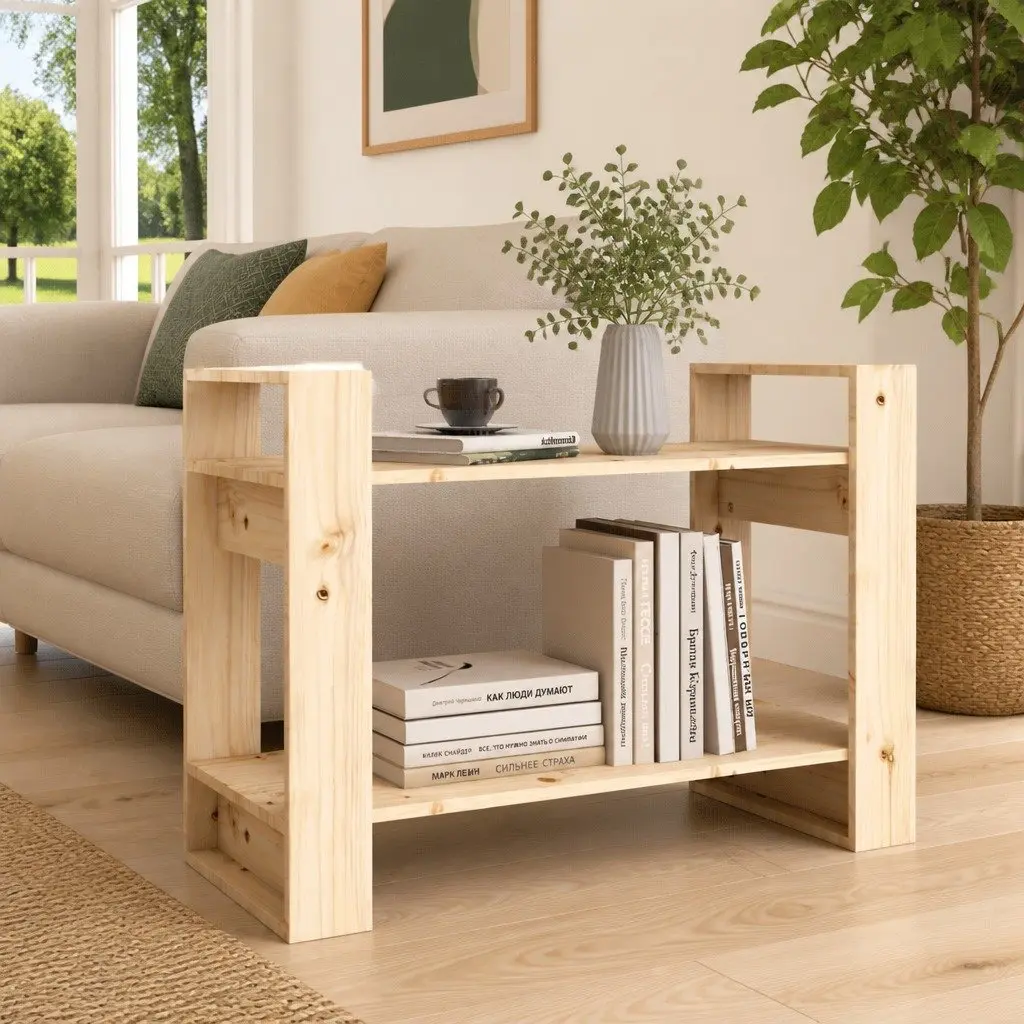 Room Divider Book Cabinet, 80x35x56.5cm Solid Pine