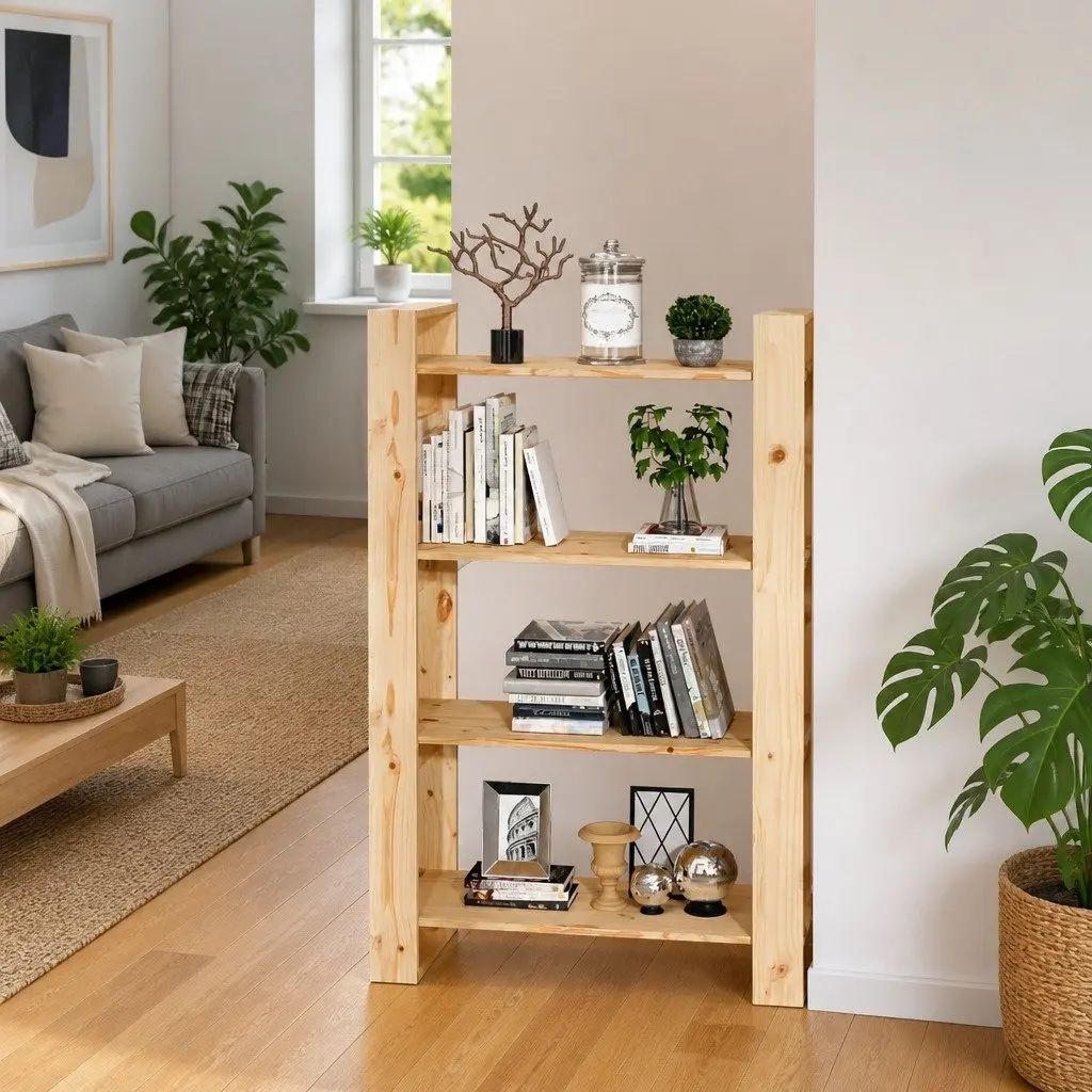 Book Cabinet Room Divider 80x35x125cm Solid Pine Wood Shelving Storage Organiser