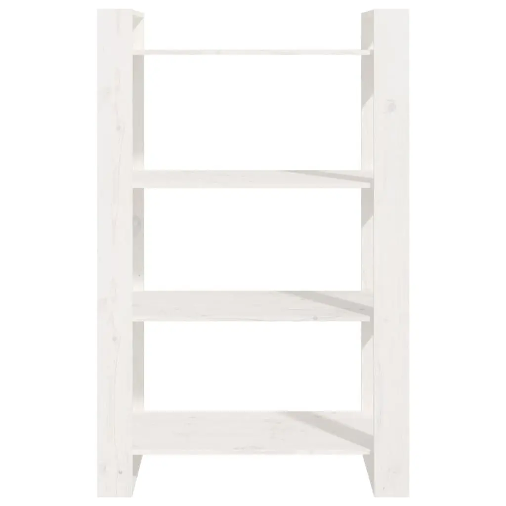 White Room Divider Book Cabinet Solid Pine Wood 80x35x125cm Storage Furniture