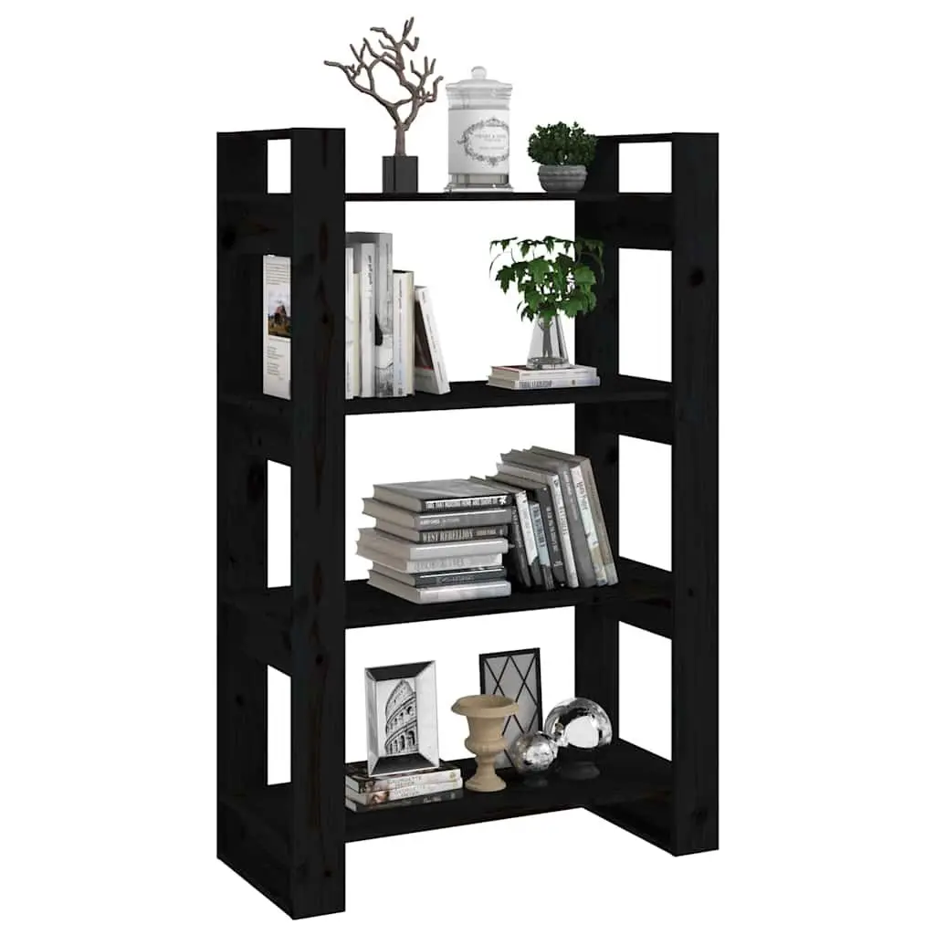 Black Solid Pine Book Cabinet and Room Divider
