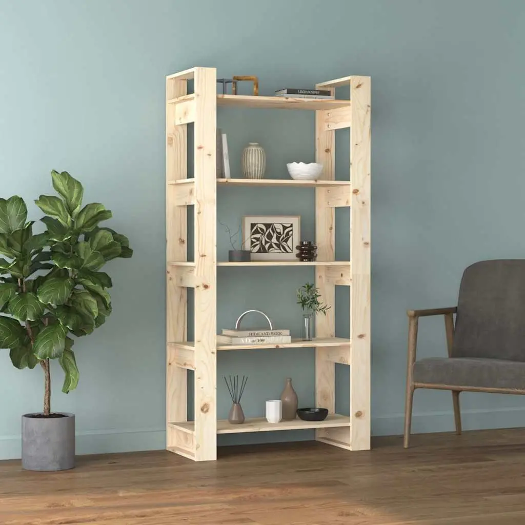 Solid Wood Book Cabinet Room Divider Bookshelf 80cm Brown