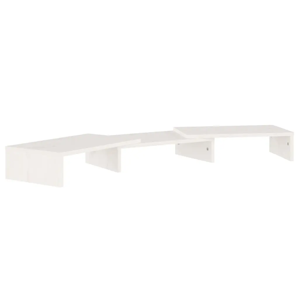 Monitor Stand White Solid Wood Pine Adjustable Desk Riser 80 x 24 x 10.5 cm